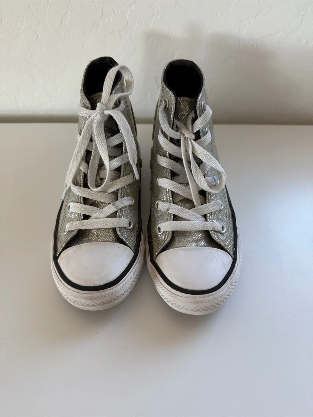 Converse Kids Silver Glitter High-Top Sneakers